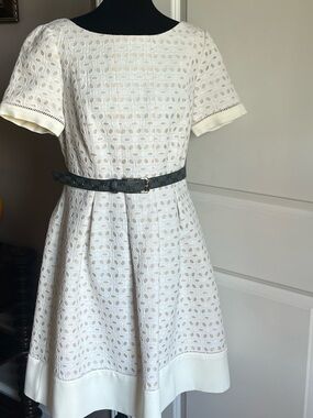 Pre-owned Classic White Eyelet Fit & Flare woman’s Dress